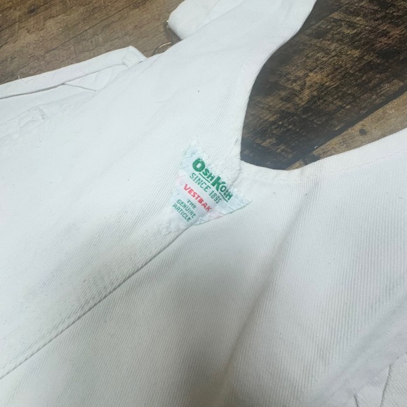 OshKosh B'gosh Womens White Denim Shortalls Overalls Size 36 - Picture 7 of 8